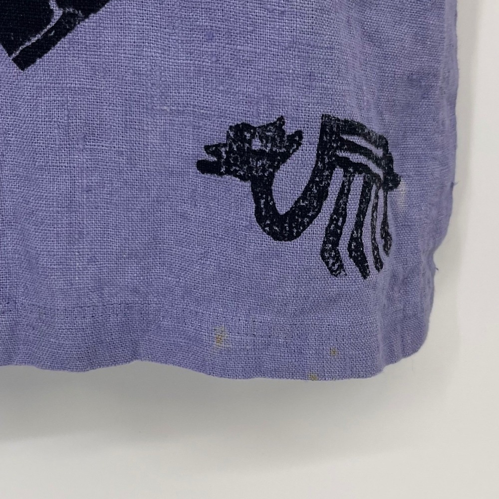 Vintage Positive Influence Top Pants Set Size 10P Purple Linen Boho Retro Motifs - Picture 8 of 16
